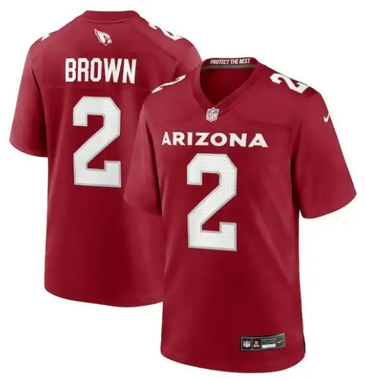 Red Arizona Cardinals Marquise Brown Nike home game jersey with number 2 and name BROWN