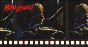 Alien creature with a bulbous head on Mars Attacks Widevision promo card for trading cards