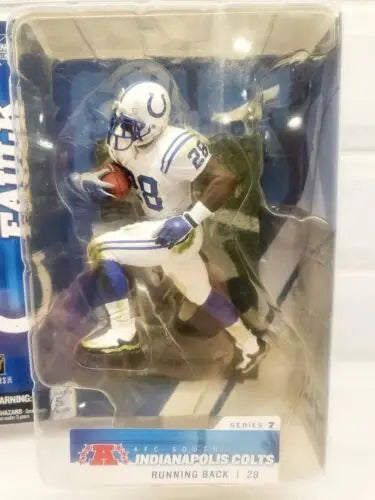 Marshall Faulk NFL action figure in box featuring Indianapolis Colts running back
