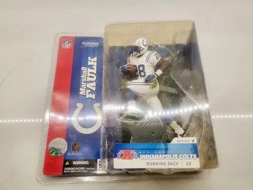 Marshall Faulk NFL Indianapolis Colts action figure displayed in original packaging