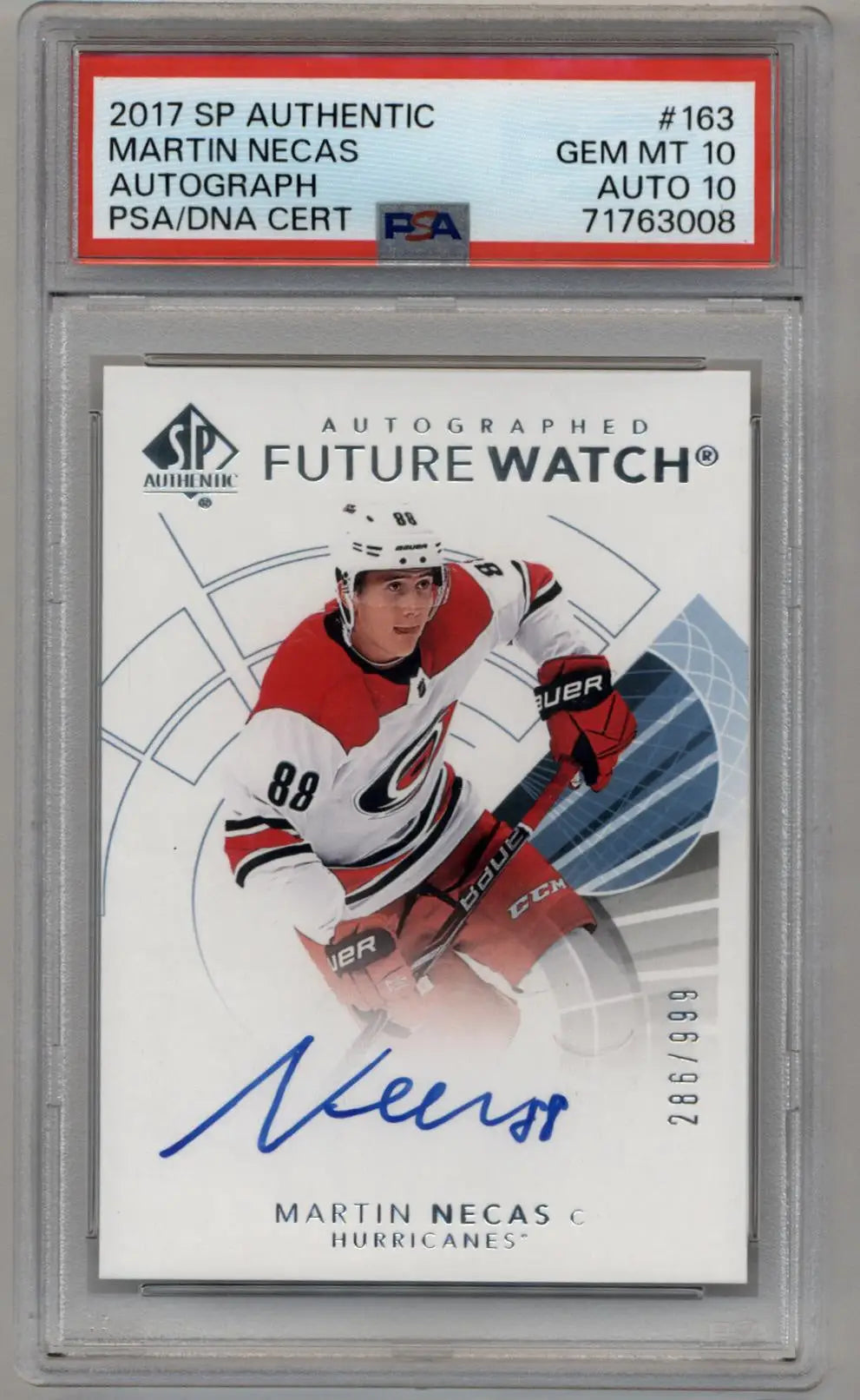 Martin Necas 2017-18 SP Authentic #163 Auto PSA 10 Gem Mint Auto 10 - Singles