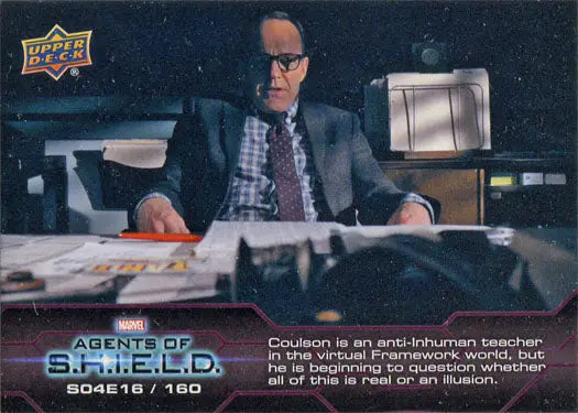 Man in a suit at desk with papers, featured in Marvel Agents of SHIELD Chase Card