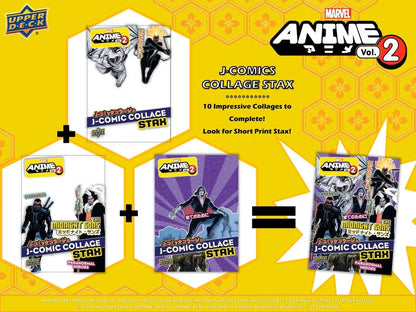 Marvel Anime trading card collection diagram for Upper Deck event capsule cards collage