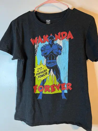 Black Marvel Black Panther Wakanda Forever graphic t-shirt for Marvel Black fans