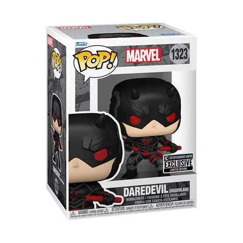 Daredevil Shadowland Funko Pop vinyl figure Entertainment Earth exclusive shown in display
