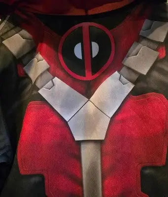 Red and black Marvel Deadpool graphic hoodie with hooded shirt for fans