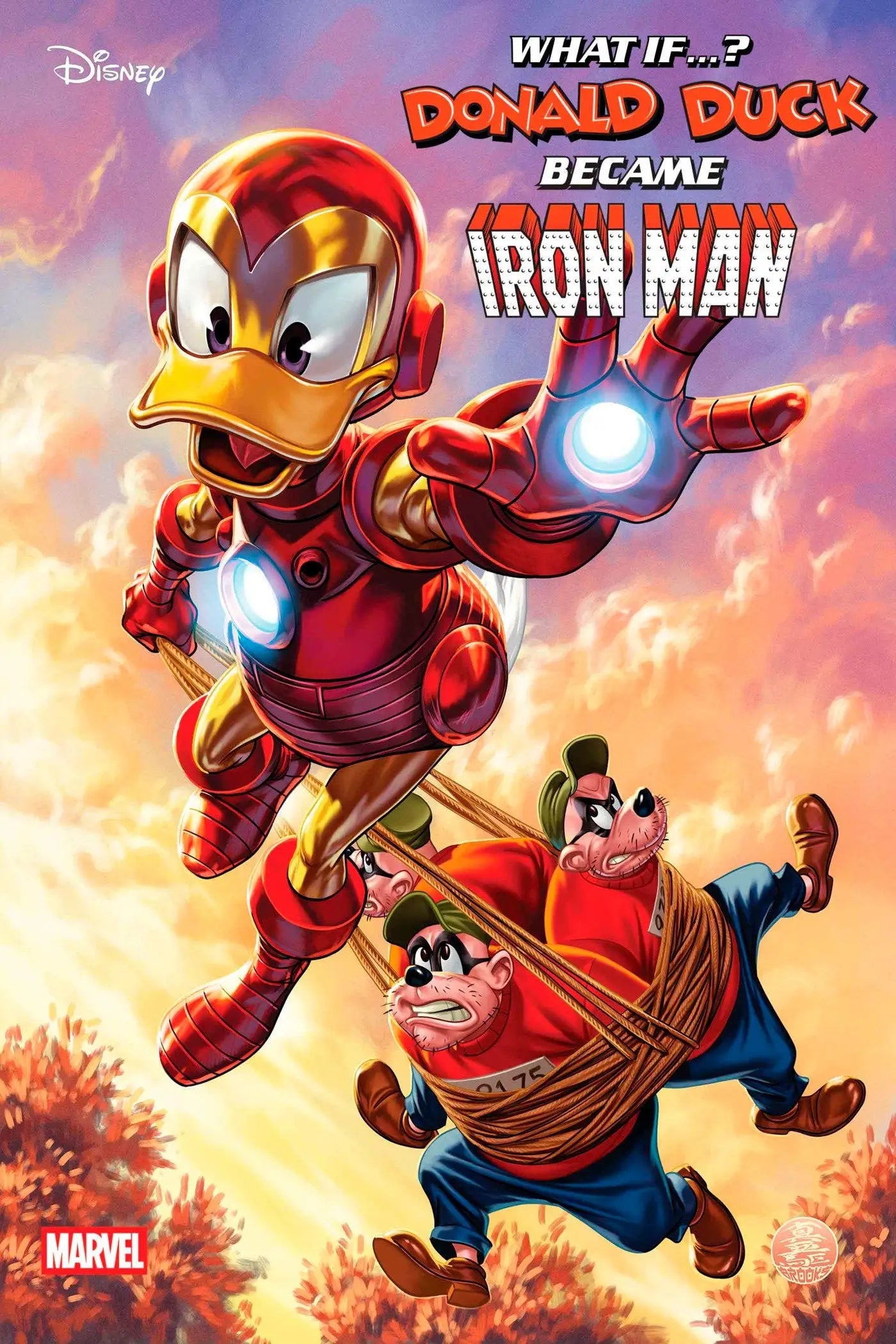 Donald Duck as Iron Man comic book cover in Marvel & Disney What If? Mark Brooks variant