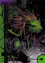 Green reptilian supervillain on Marvel Fleer Retro 2013 Autograph Card by Chris Bachalo