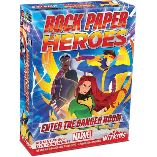 Marvel Rock Paper Heroes board game featuring the danger room and rock paper heroes elements