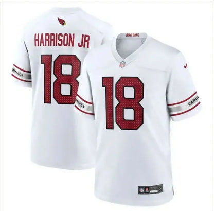 White Arizona Cardinals Marvin Harrison Jr. Nike Game Jersey with Harrison Jr 18 in red
