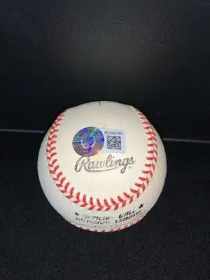 Signed baseball with red stitching featuring Mary Lou Retton autograph and Beckett COA