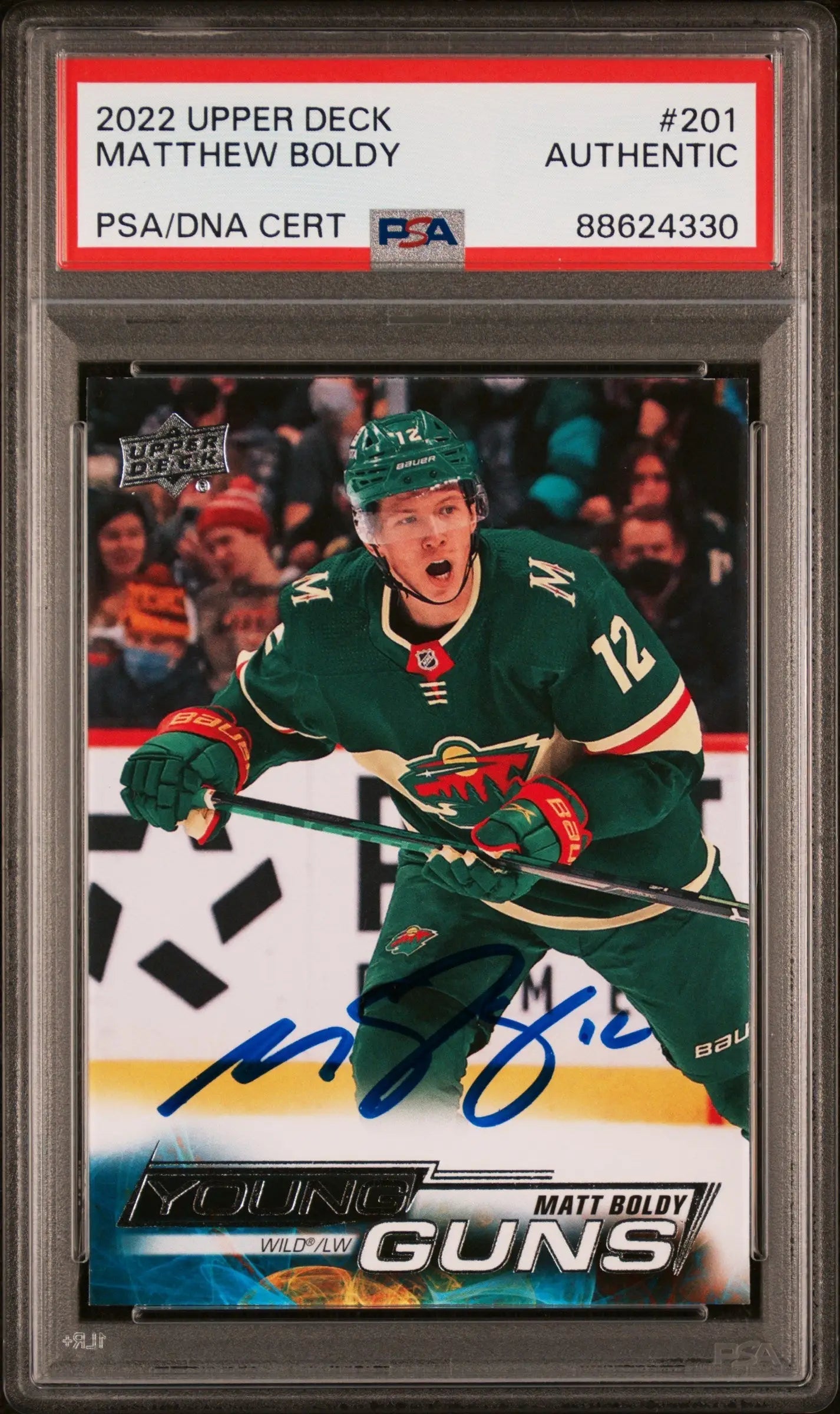 Matt Boldy 2022 Upper Deck #201 Auto PSA Authentic - Singles