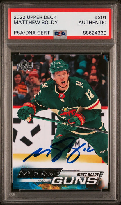 Matt Boldy 2022 Upper Deck #201 Auto PSA Authentic - Singles