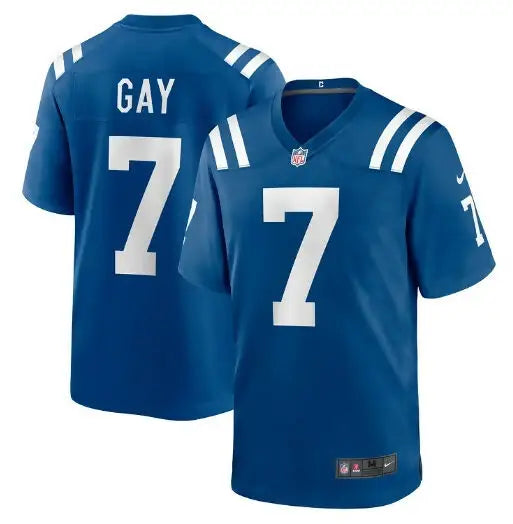 Blue Indianapolis Colts Nike Matt Gay jersey with GAY and 7 on the back