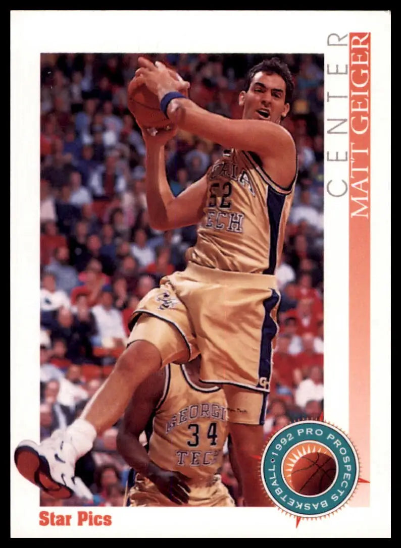 Matt Geiger 1992 Star Pics basketball card featuring Georgia Tech Yellow Jackets