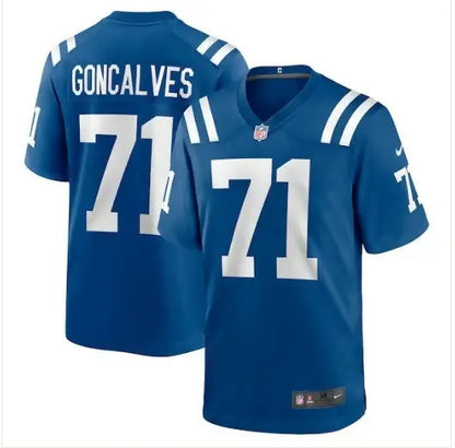 Blue Indianapolis Colts Nike Game Jersey with white numbers and lettering