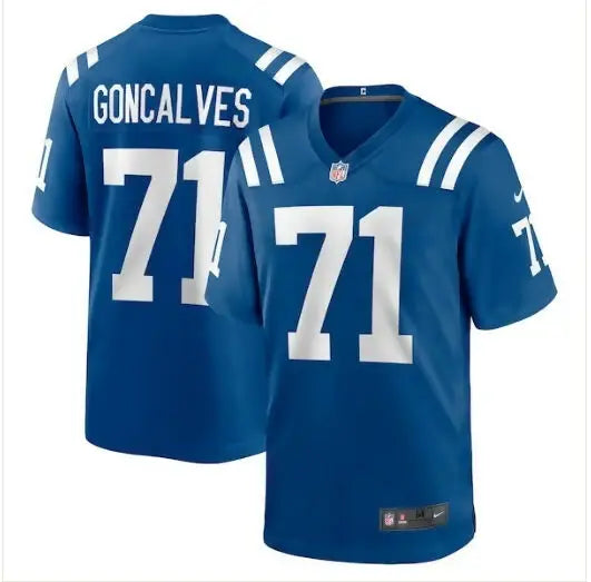 Blue Indianapolis Colts Nike Game Jersey with white numbers and lettering