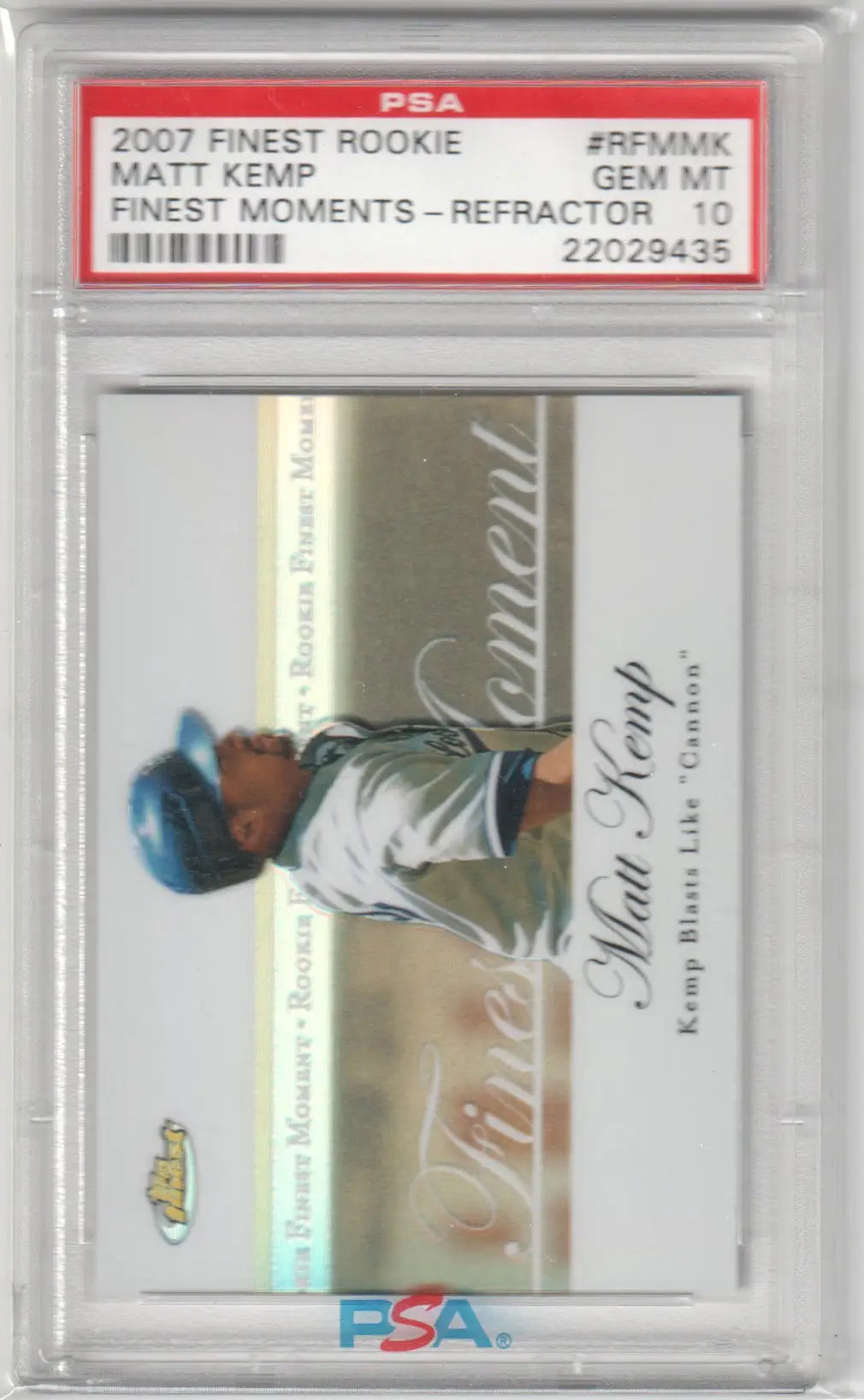 Graded Matt Kemp rookie card from Columbia Hobby RFMMK Refractor PSA 10 GEM