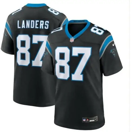 Black Matt Landers Carolina Panthers Nike Game Jersey with LANDERS and 87 in white