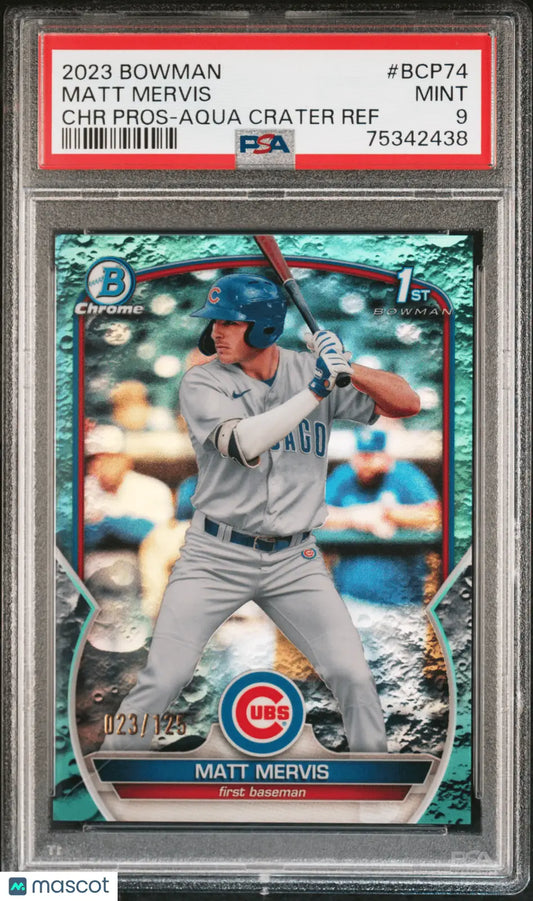 Graded Matt Mervis baseball card Bowman Chrome Prospects Aqua Crater PSA 9 from Columbia Hobby