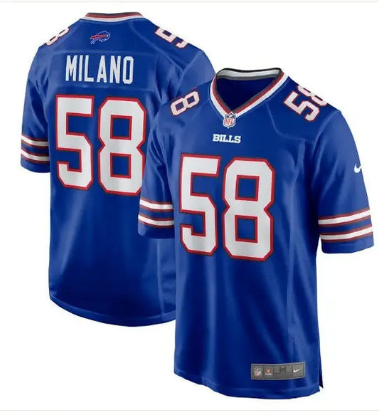 Royal blue Matt Milano Buffalo Bills Nike Alternate Game Jersey with number 58 and MILANO on back