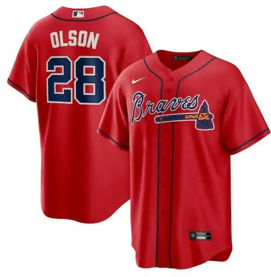 Red Atlanta Braves Matt Olson Nike Alternate Replica Player Jersey front view