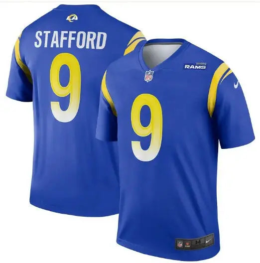 Blue Los Angeles Rams Matthew Stafford Nike Legend Jersey with number 9 and STAFFORD on back