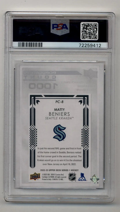Matty Beniers 2022-23 Upper Deck Population Count 1000 PSA 10 Gem Mint - Singles