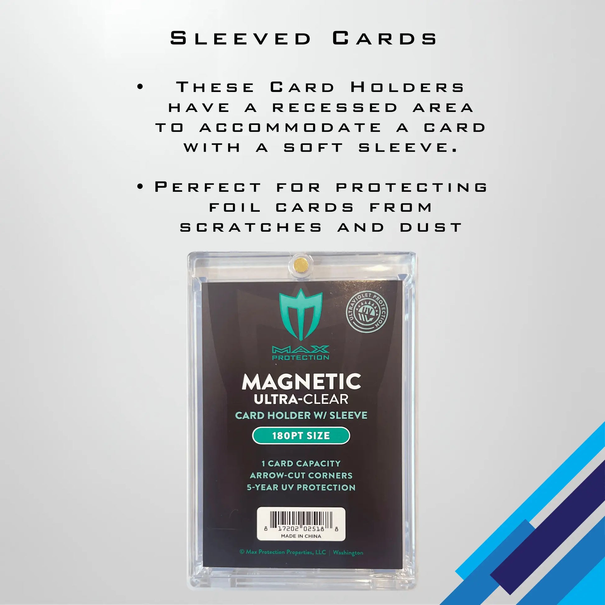 Max Pro Ultra Clear Magnetic Card Holder 180pt w/Sleeve Size - Collectible Trading Card Cases