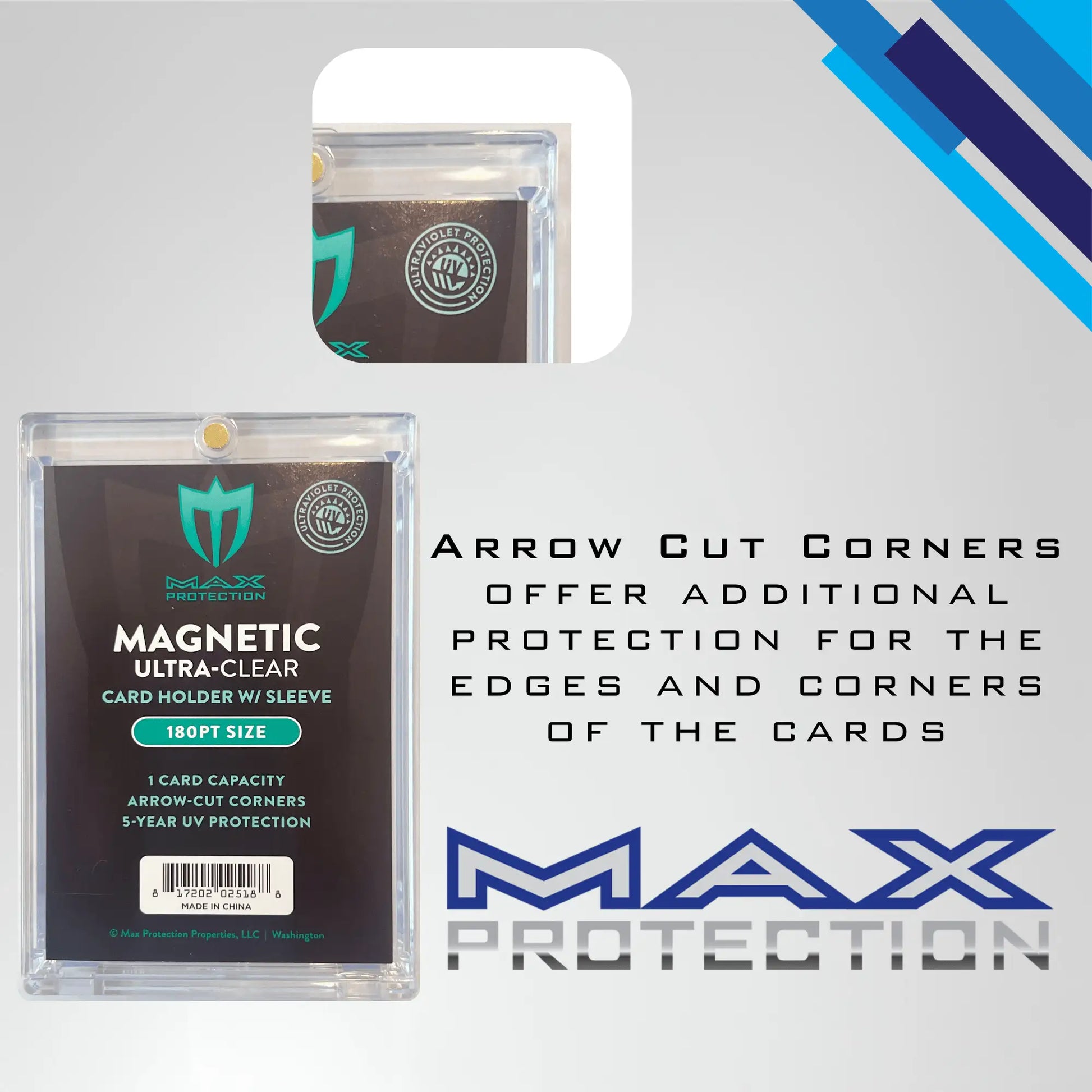 Max Pro Ultra Clear Magnetic Card Holder with arrow-cut corners for protection
