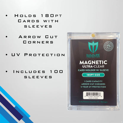 Max Pro Ultra Clear Magnetic Card Holder 180pt w/Sleeve Size - Collectible Trading Card Cases