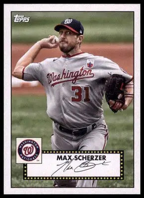 Max Scherzer baseball card from 2021 Topps 1952 Topps Redux series