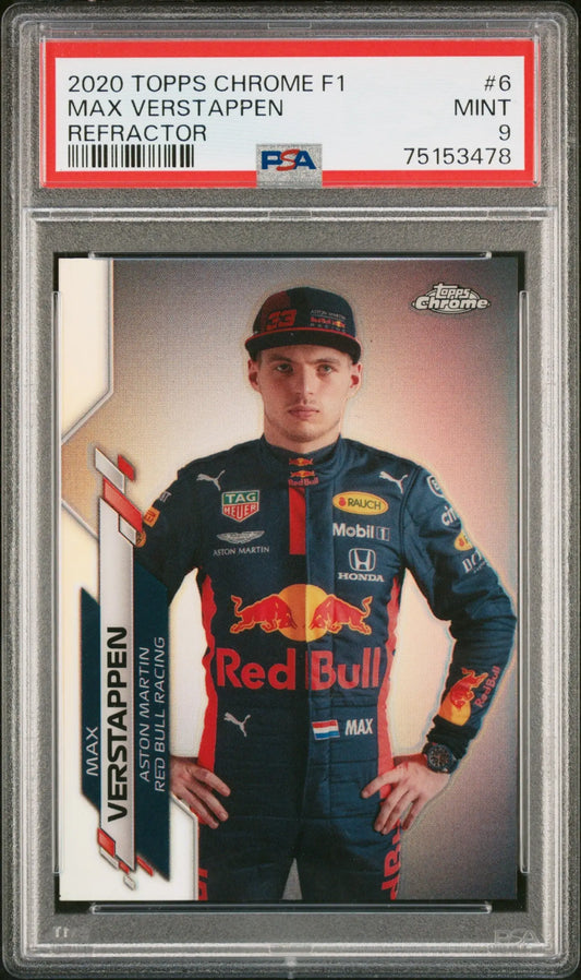 Max Verstappen 2020 Topps Chrome F1 #6 Refractor PSA 9 Mint - Singles