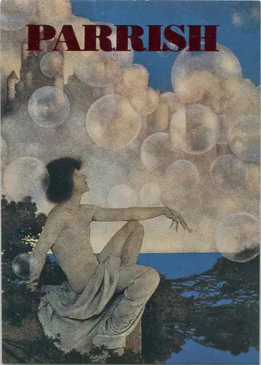 Dreamy illustration on Maxfield Parrish Portrait Foil Chase Card F6 with floating bubbles