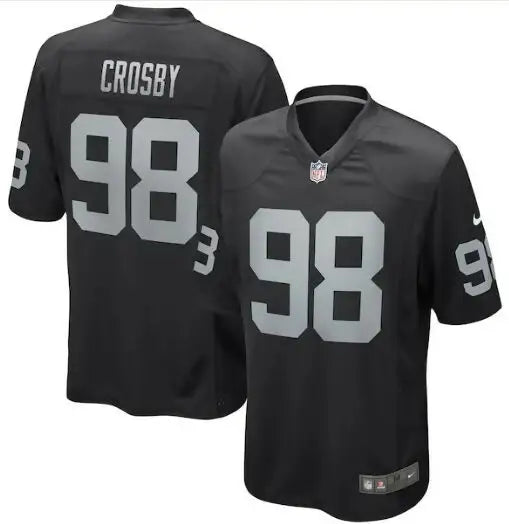 Black Maxx Crosby Las Vegas Raiders Nike Game Player Jersey with Crosby 98 lettering