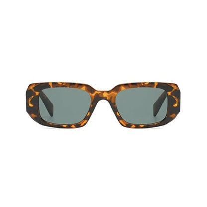 Maya Leopard Olive woman’s sunglasses with tortoiseshell rectangular frames and dark lenses