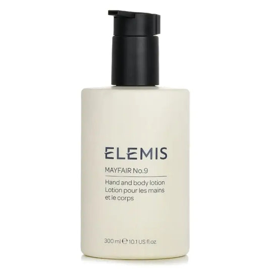 Cream-colored pump bottle of Mayfair No.9 body lotion with essential oils 300ml