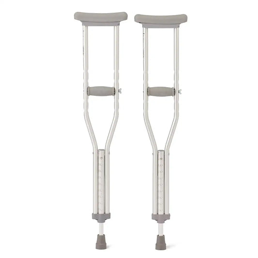 Pair of adjustable aluminum crutches with stair deflectors for Kids Adults Seniors walking aid