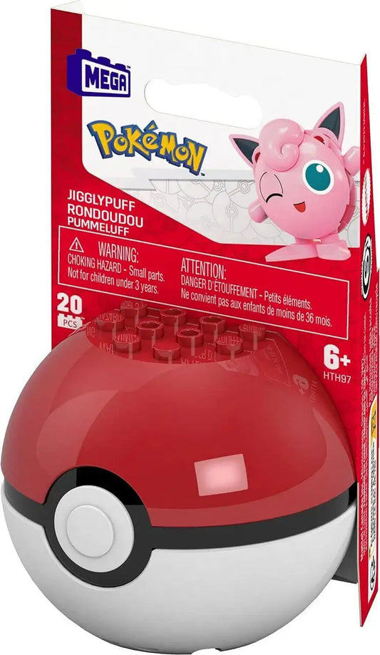 Red and white Pokemon Jigglypuff Mega Construx toy with Jigglypuff design