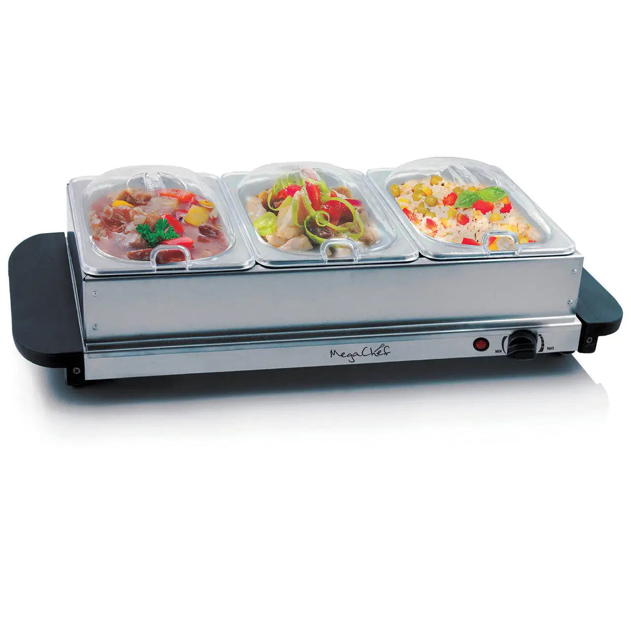 MegaChef Buffet Server & Food Warmer With 3 Removable Sectional Trays Heated Warming Tray and Rem - Food Warmer