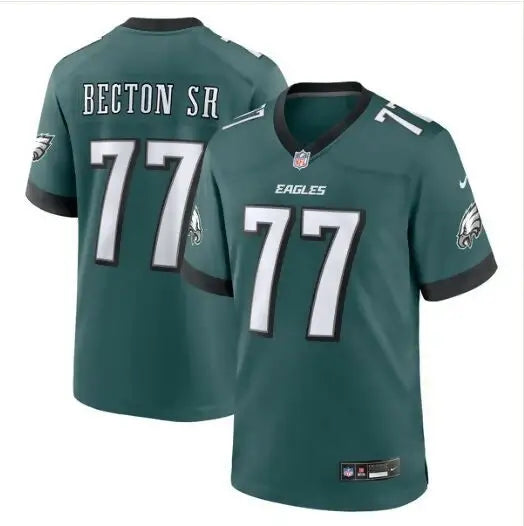 Philadelphia Eagles Mekhi Becton Sr. Midnight Green Nike Game Jersey with #77 Becton Sr