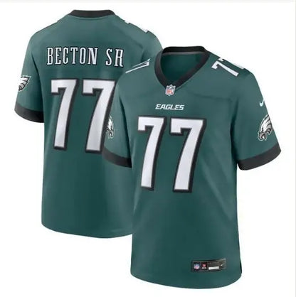 Philadelphia Eagles Mekhi Becton Sr. Midnight Green Nike Game Jersey with #77 Becton Sr