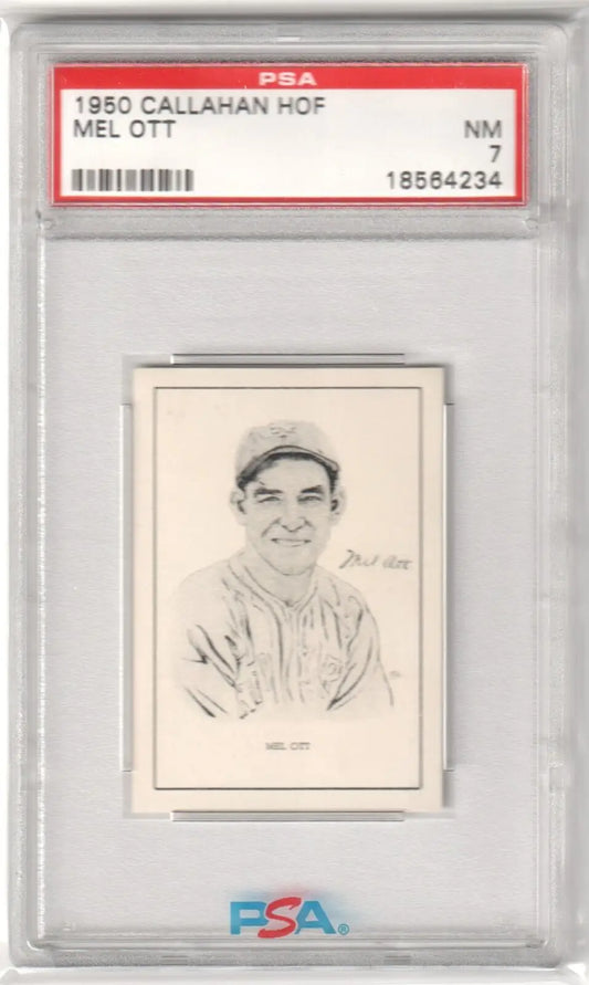 Graded Mel Ott baseball card from 1950 Callahan Hall of Fame HOF PSA 7 NM by Columbia Hobby