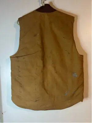 Well-worn brown Canvas Carhartt vest with dark collar for men size M