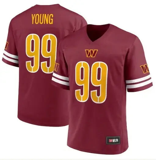 Men’s Chase Young Burgundy Washington Commanders replica football jersey with number 99 and Young on back
