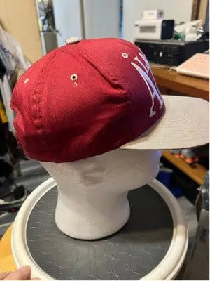 Drew Pearson Alabama Tide baseball cap in red and white on display head