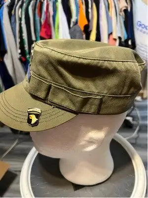 Men’s Falcon Olive Green Military Style Cap with Olive Drab Fatigue Cap and 101st Airborne Pin