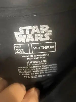 Black Star Wars Baby Yoda 2XL T-shirt displayed in Men’s Fifth Sun collection