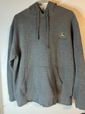 Gray John Deere hoodie with kangaroo pocket for men, size M, stylish Deere hoodie