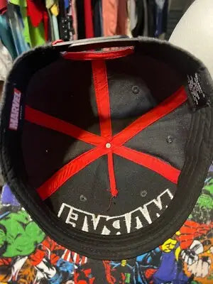 Men’s Marvel Hat One Size Gray and Black with Black Baseball Cap and Red Strapping